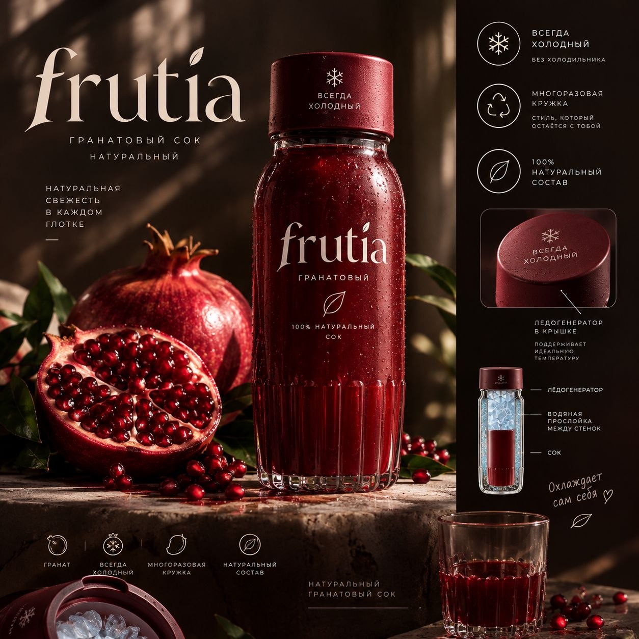 Готовый макет гранатового сока FRUTIA